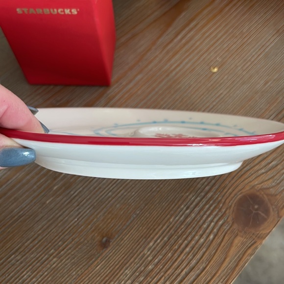 Starbucks Holiday Collectible w Penguin Skiing in Snow. Espresso Cup & Saucer - Picture 4 of 6